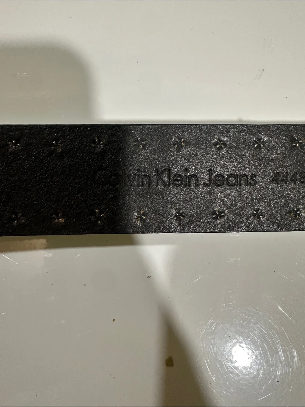 Calvin Klein Jeans Black Studded Leather Belt with Gunmetal Buckle